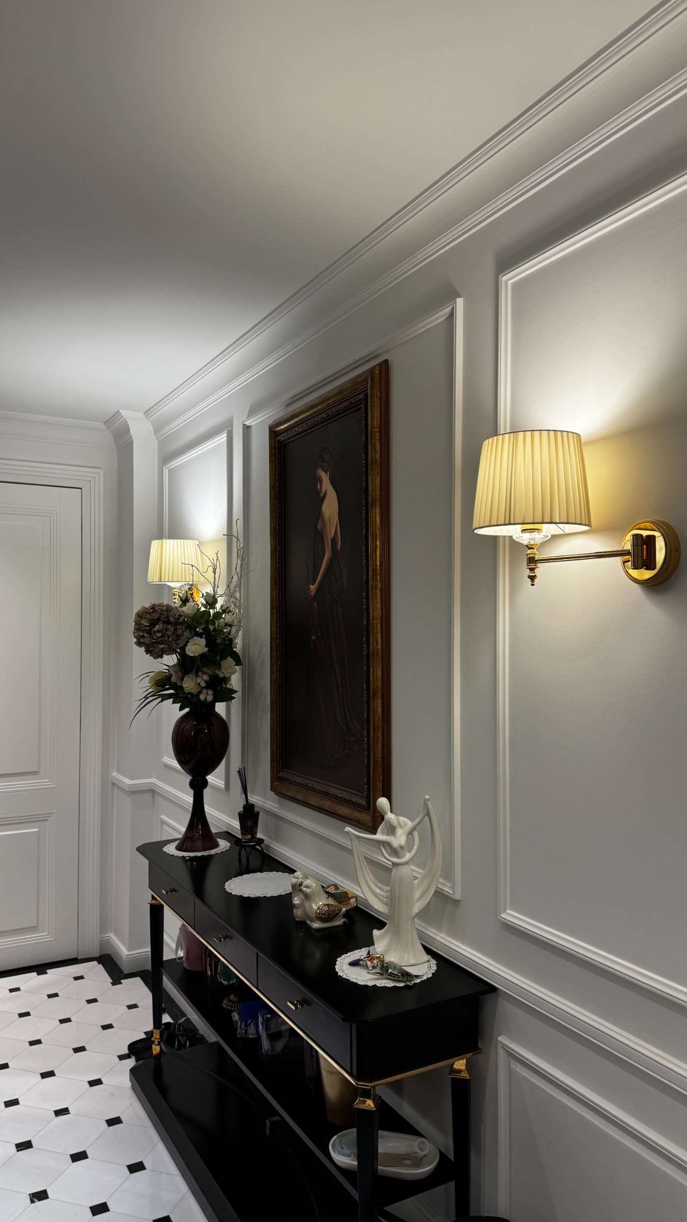 Hero photo — panelled wall, warm light